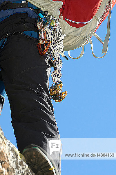 Sicherheitsgurt  der von Bergsteigern getragen wird