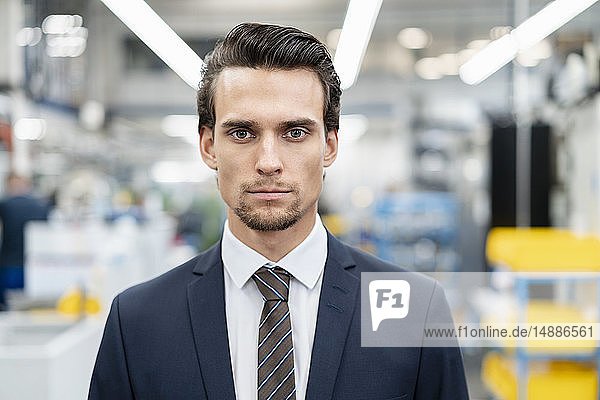 Portrait of confident businessman in a factory