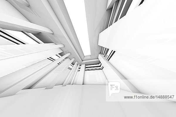 Futuristischer weißer Raum  3D-Rendering