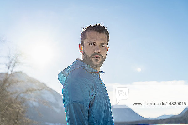 Germany  Bavaria  portrait of sportive man in winter