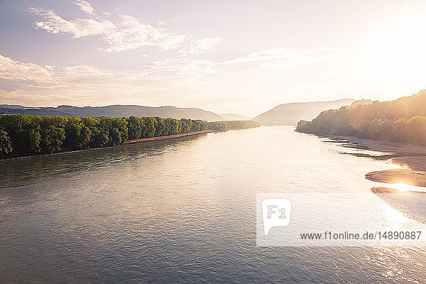 Austria  Lower Austria  Danube river at sunrise