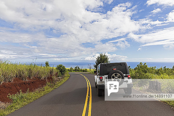 USA  Hawaii  Kaua'i  Waimea Canyon State Park  Jeep on Kokee Road