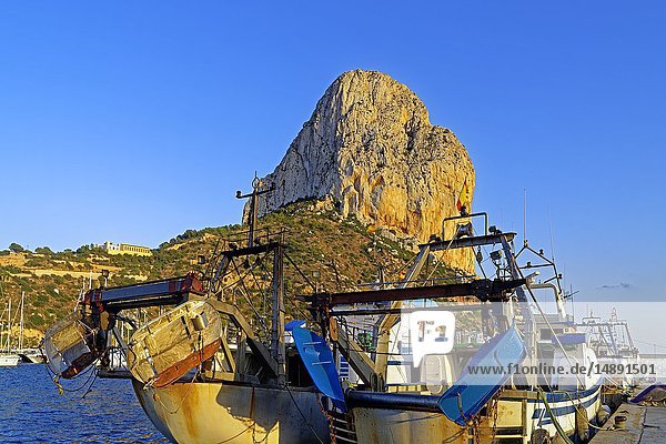 Fischerboote im Hafen  Calp  Provinz Alicante  Spanien  Europa