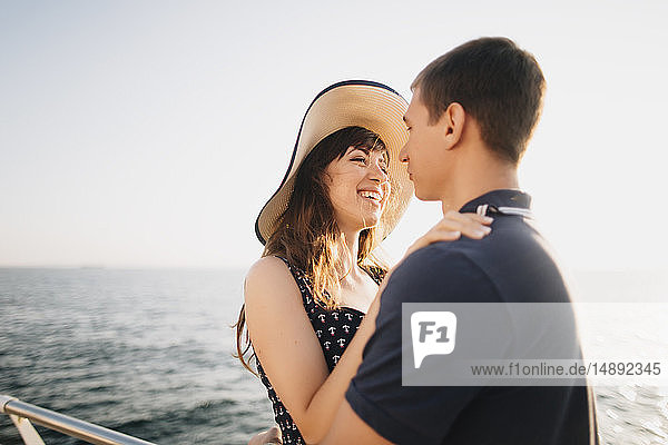 Young couple on pier