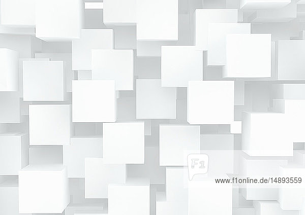 Abstract pattern of lots of white cubes