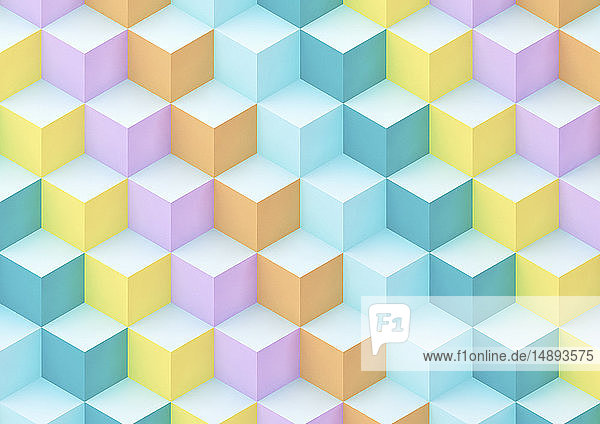 Abstract multi coloured geometric cube pattern
