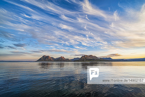 The mountains of the Strandir Coast near sunset; West Fjords  Iceland