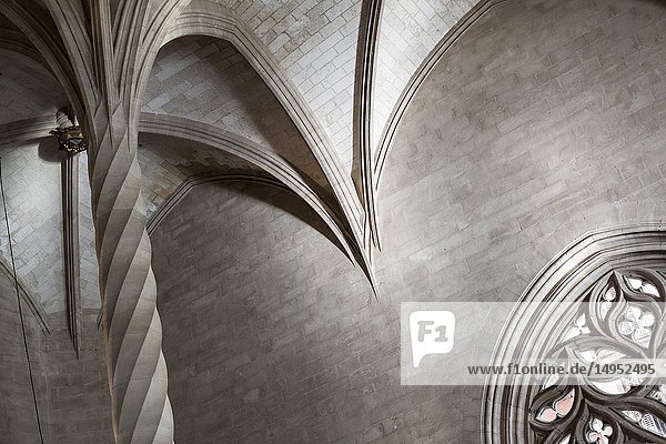 Interior building Sa Llotja  gothic architecture in Palma de Mallorca Balearic Islands.