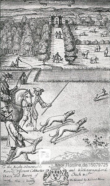 'Coursing with Grayhounds'  late 17th century  (1911). Creator: S G.