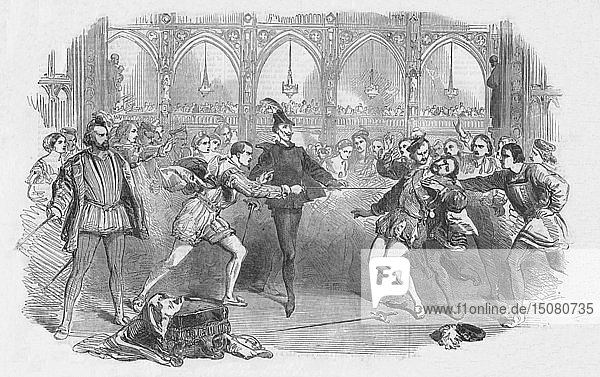 Szene aus Spohrs Faust an der Königlichen Italienischen Oper  1852. Schöpfer: Unbekannt.