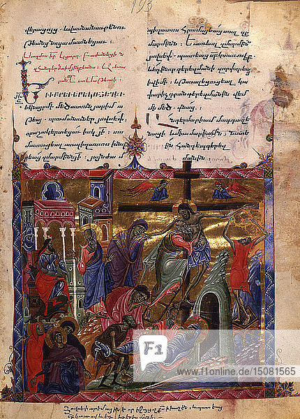 Die Absetzung (Manuskriptillumination aus dem Matenadaran-Evangelium)  1286.