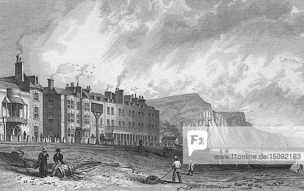 Das York Hotel und die Bibliothek in Sidmouth   1832. Schöpfer: P. Heath.
