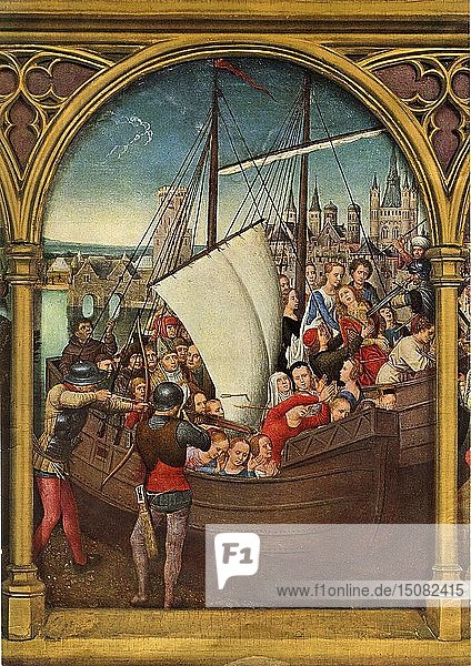 Das Martyrium der Jungfrauen   1489. Schöpfer: Hans Memling.