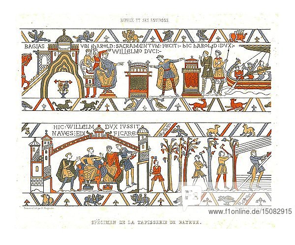 Sections of the Bayeux Tapestry. Creator: Adolphe Maugendre.