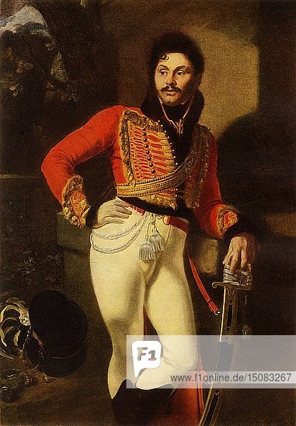 Porträt von Jewgraf Wladimirowitsch Dawydow   1822  (1965). Schöpfer: Orest Kiprenskij.