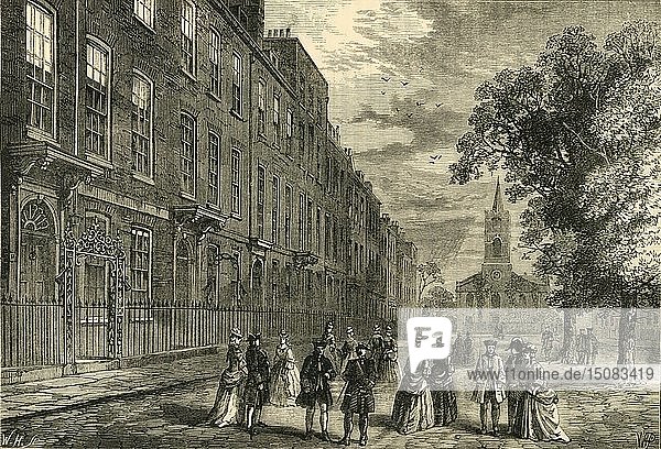 Church Row  Hampstead  im Jahr 1750   (um 1876). Schöpfer: Unbekannt.