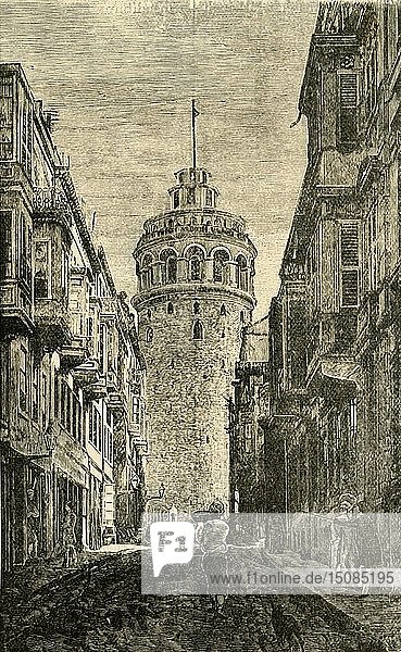 Turm von Galata  Konstantinopel   1890. Schöpfer: Unbekannt.