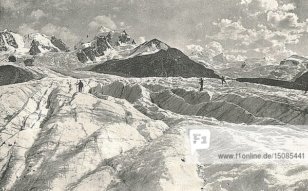 Roseg-Gletscher bei Pontresina  Engadin  Schweiz  1895. Schöpfer: Unbekannt.