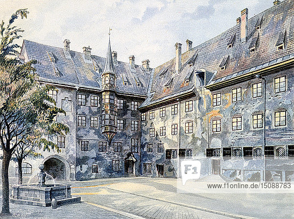 Der Hof der Alten Residenz in München   1914. Künstler: Adolf Hitler