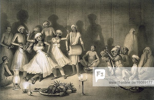 Tanz der Nautch-Mädchen  veröffentlicht. 1858. Schöpfer: A. Soltykoff (1806?1859).