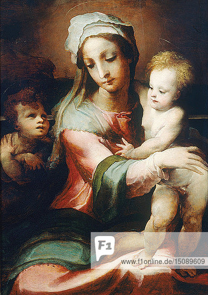 Madonna und Kind mit dem Säugling Johannes dem Täufer  1542. Künstler: Beccafumi  Domenico (1486-1551)