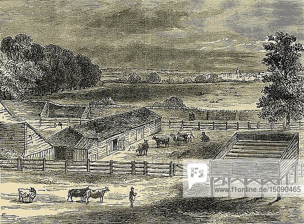 Die Hinrichtungsstätte Tyburn im Jahr 1790   (um 1876). Schöpfer: Unbekannt.