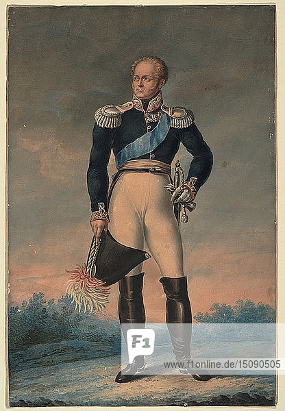 Porträt von Kaiser Alexander I. (1777-1825)  1819. Künstler: Anonym