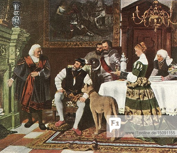 Kaiser Karl V. mit den Fuggern in Augsburg  1530  (1936). Schöpfer: Unbekannt.