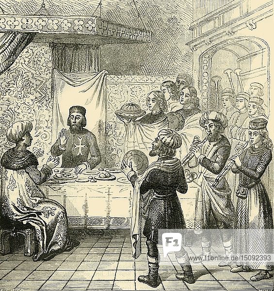 Zizim speist mit dem Großmeister von Rhodos   1890. Schöpfer: Unbekannt.