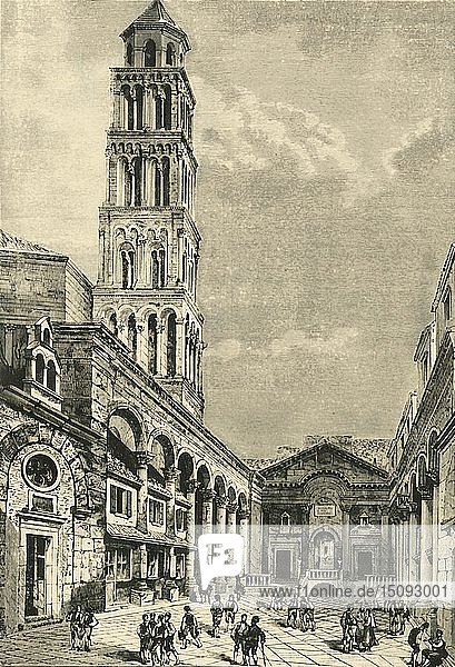 Ansicht von Spalatro mit dem Campanile und dem Peristyl des Diokletianpalastes   1890. Schöpfer: Unbekannt.