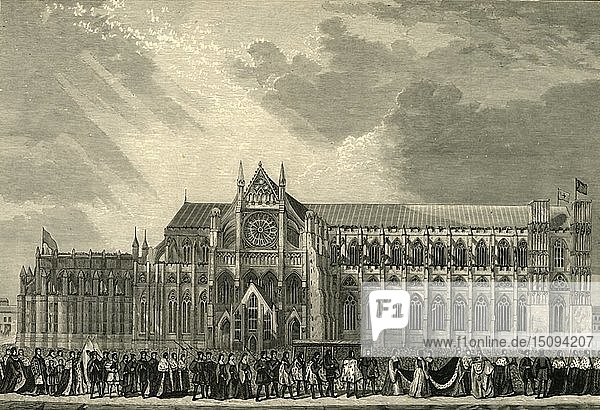 Der Krönungszug von Anne Boleyn zur Westminster Abbey   1533  (1881). Schöpfer: Unbekannt.