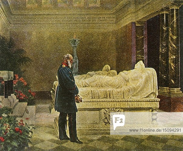 König Wilhelm I. an der Grabstätte seiner Eltern  19. Juli 1870  (1936). Schöpfer: Unbekannt.