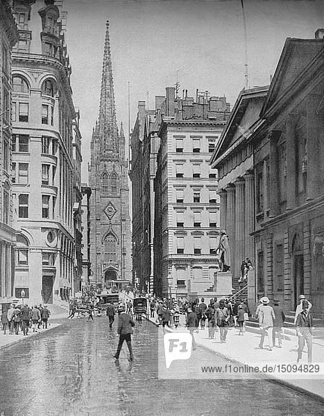 Wall Street  New York   um 1897. Schöpfer: Unbekannt.