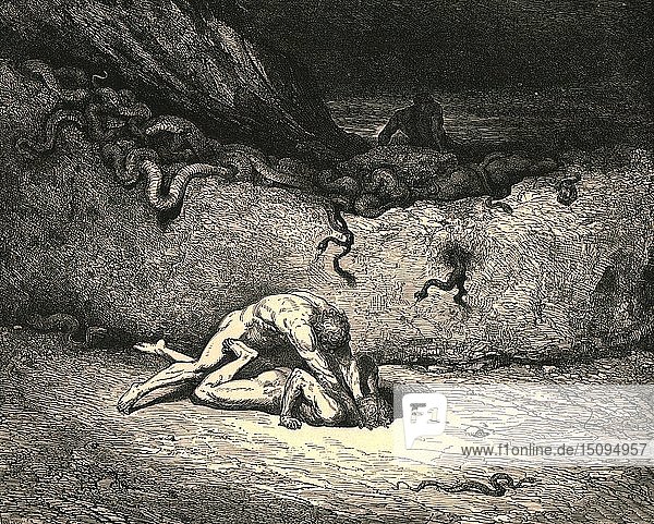 Dieser Luftgeist ist Schicchi; in einer Stimmung willkürlichen Unfugs lässt er immer noch seine Bosheit heraus   um 1890. Schöpfer: Gustave Doré.