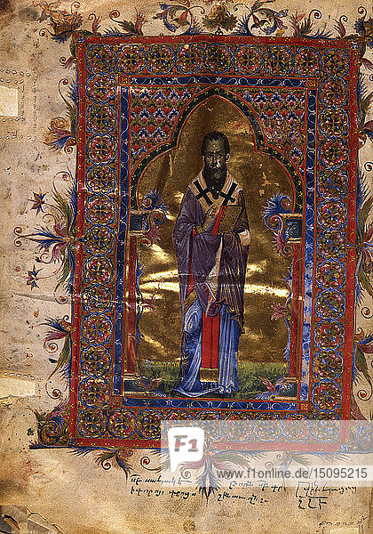 Basilius der Große (Handschriftenillumination aus dem Matenadaran-Evangelium)  1286.