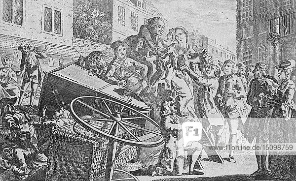 Die umgestürzte Kutsche   18. Jahrhundert. Schöpfer: Unbekannt.