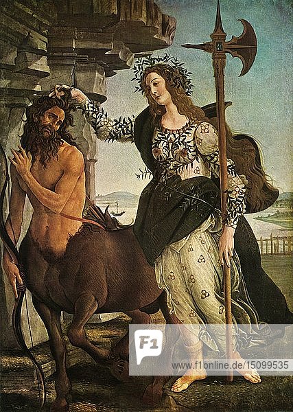 Pallas und der Zentaur   um 1480-1485  (1937). Schöpfer: Sandro Botticelli.