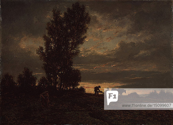 Landschaft mit einem Pflüger  1860er Jahre. Künstler: Rousseau  Théodore (1812-1867)