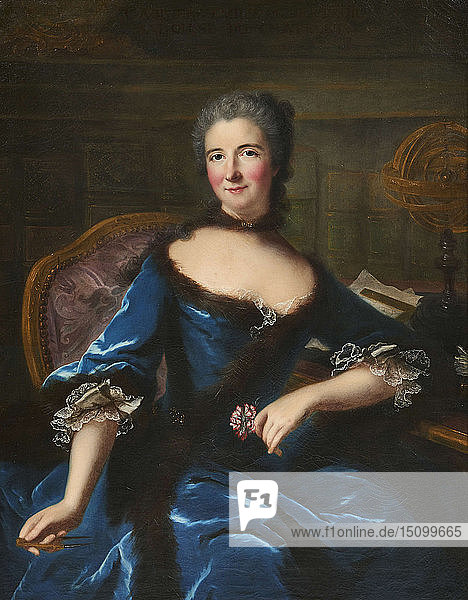 Porträt von Gabrielle Émilie Le Tonnelier de Breteuil  Marquise du Châtelet (1706-1749)  um 1748. Schöpfer: Loir  Marianne (1715-1769).