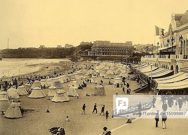 Biarritz - La Plage et le Casino Municipal  um 1930. Schöpfer: Unbekannt.