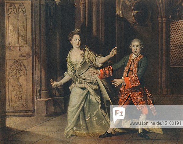 David Garrick und Mrs. Pritchard als Macbeth und Lady Macbeth   1768  (1948). Schöpfer: Johan Zoffany.