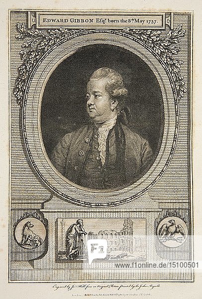 Edward Gibbon  Esq.  Pub. 1730 (Kupferstich). Schöpfer: Joshua Reynolds (1723 - 92) nach.