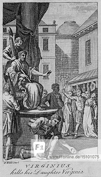 Virginius tötet seine Tochter Virginia   Mitte 18. Jahrhundert. Schöpfer: Unbekannt.