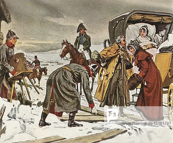 Königin Louise auf dem Flug nach Memel  5. Januar 1807  (1936). Schöpfer: Unbekannt.