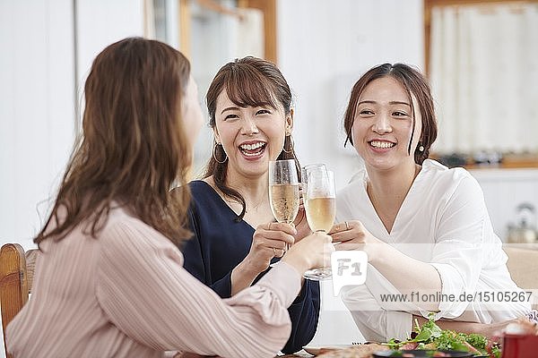 Japanese women having home party
