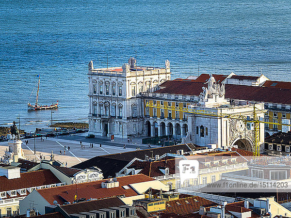 View over the city with Tejo River from Miradouro da Nossa Senhora do Monte  Lisbon  Portugal