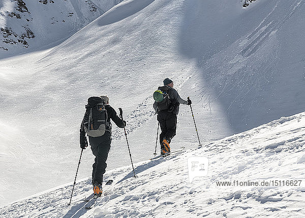 Georgia  Caucasus  Gudauri  two people on a ski tour