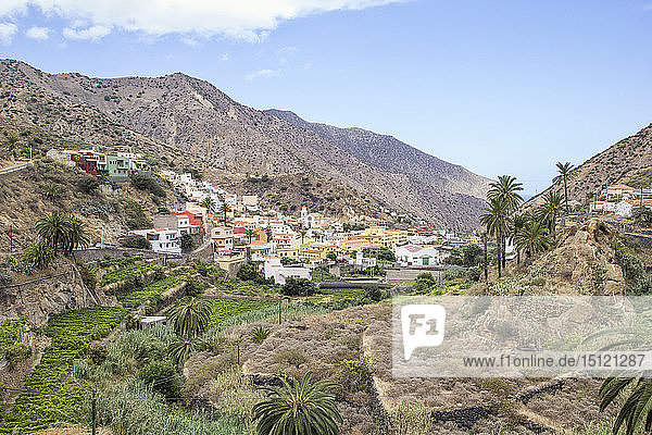 Blick auf Vallehermoso  La Gomera  Kanarische Inseln  Spanien