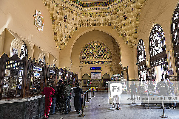 Beautiful colonial railway station of Oran  Algeria  North Africa  Africa