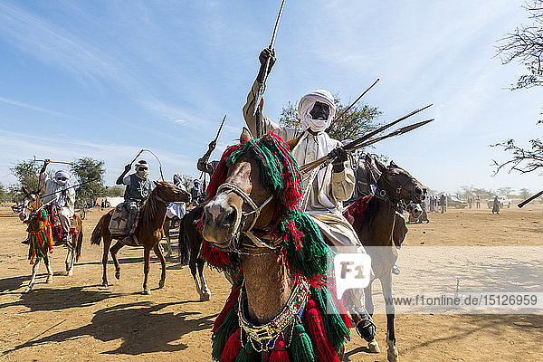 Colourful horse rider at a Tribal festival Sahel Chad Africa